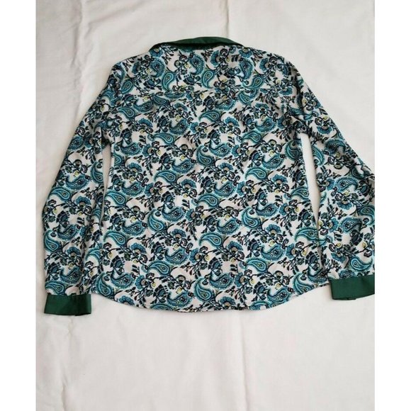 The Limited Women’s Paisley Print Long Sleeve Button-Up Collared Blouse Small - Picture 5 of 11